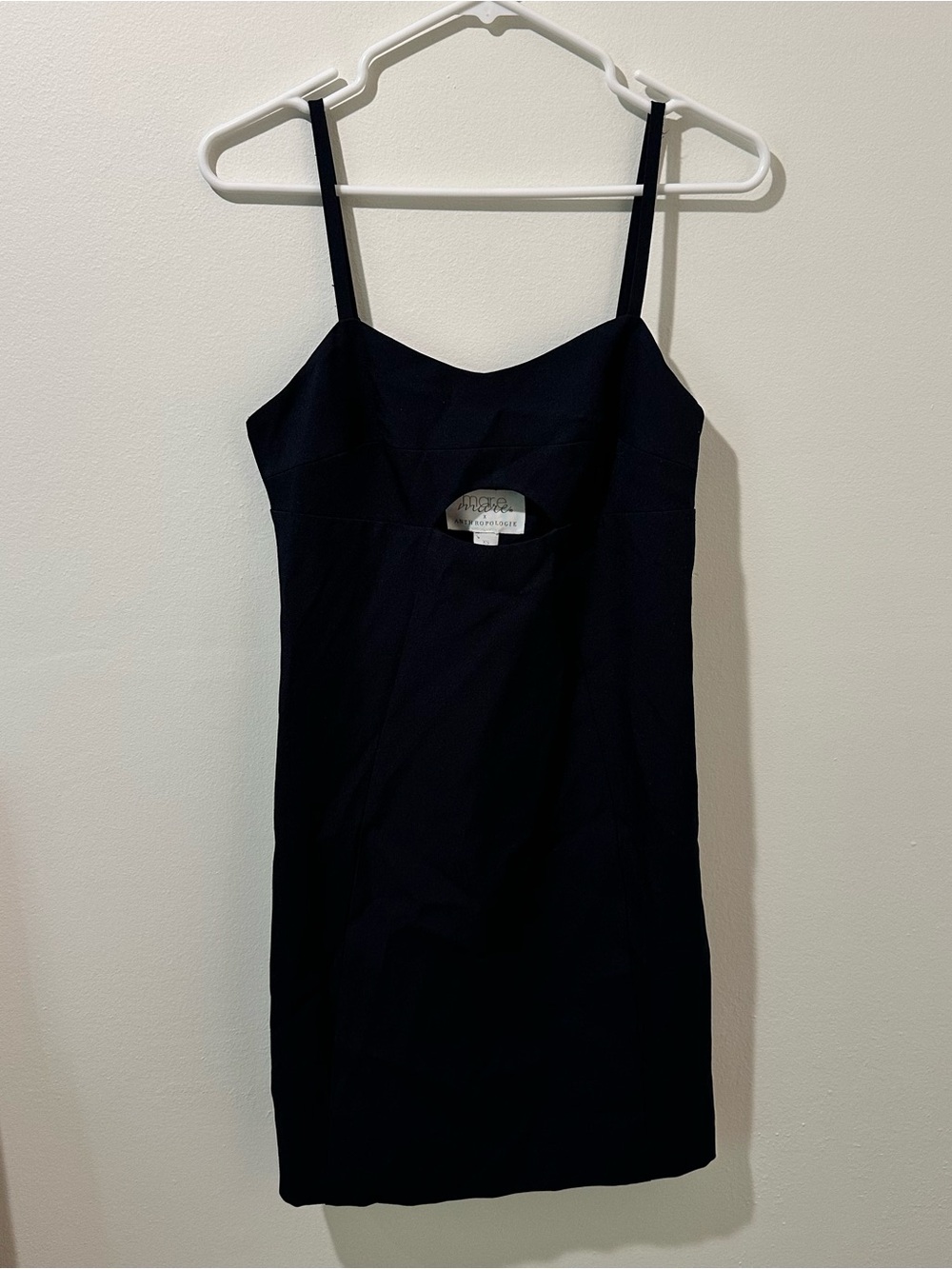 Anthropologie Little Black Spaghetti-Strap Mini Dress
